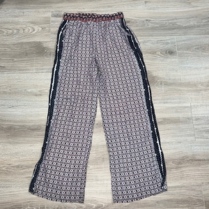 Boho white and pink flare boot cut pants‎